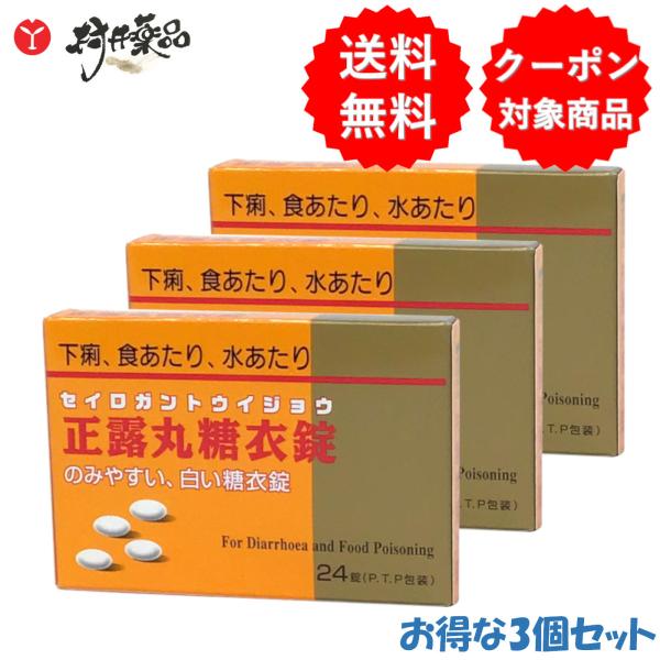 ニッシン正露丸糖衣錠 24錠 ×3個 正露丸 糖衣 はら薬 渡辺薬品 【第2類医薬品】