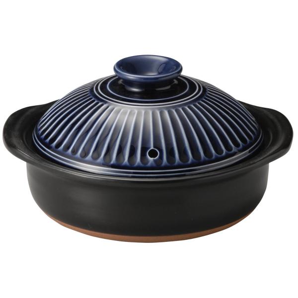 銀峯陶器 菊花 土鍋 萬古焼 (6号 / 瑠璃/一人用/ひとり鍋) 『テーブルを華やかに彩る次世代土...