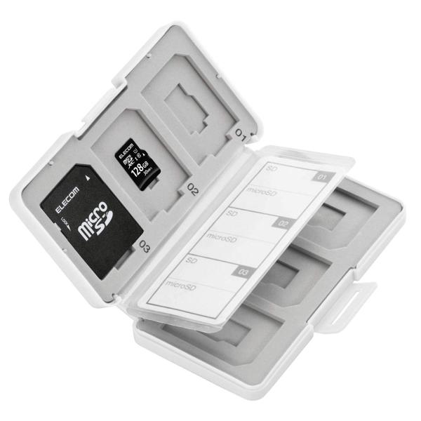 エレコム メモリカードケース SD ケース プラスチック SD6枚 + microSD6枚収納 ホワ...