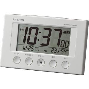 リズム(RHYTHM) 目覚まし時計 電波時計 温度計・湿度計付き フィットウェーブスマート 白 7.7×12×5.4cm 8RZ166SR
