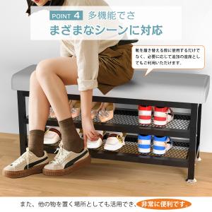 玄関 ベンチ 80cm 棚 シューズラック 靴...の詳細画像4