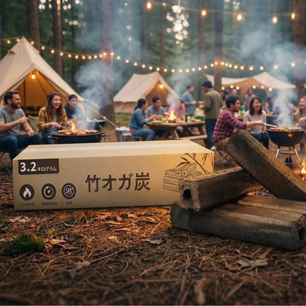 竹炭 オガ炭 3.2kg/9kg 備長炭タイプ 100%竹製 高火力 長時間燃焼 爆ぜにくい 灰が少...
