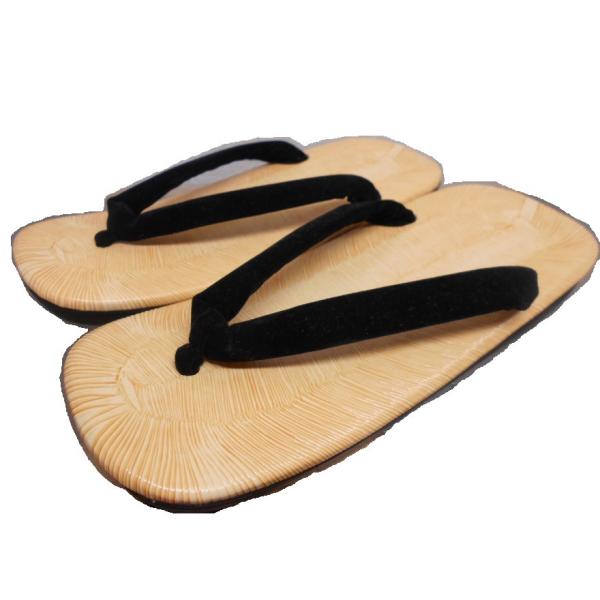 雪駄　黄千葉表　丈夫なウレタン底　黒鼻緒　Ｌサイズ24.5-26.5cm