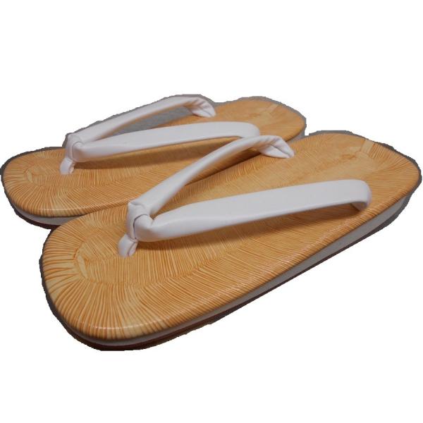 雪駄　黄千葉表　滑りにくいアメゴム底　白鼻緒　Ｍサイズ22.5-24.5cm