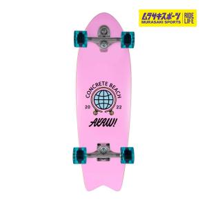 AKAW アカウ CONCRETE BEACH PINK YEL 9.5inch サーフスケート ロングスケートボード KK J5｜murasaki