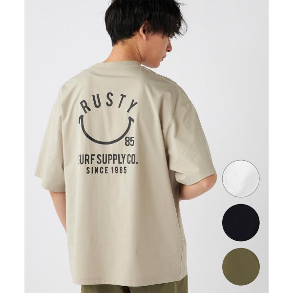 RUSTY ラスティー メンズ ラッシュガード 半袖 Tシャツ バックプリント ユーティリティ 水陸...