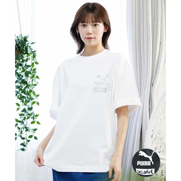 PUMA プーマ × X-girl 629169 レディース オーバーサイズ Tシャツ 半袖 Tシャ...