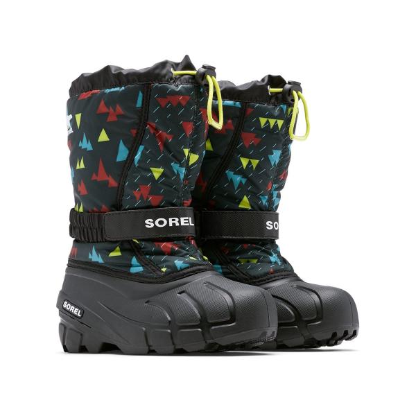 SOREL/ソレル ユース フルーリー プリント キッズ ウィンターブーツ 防水 ブラック 総柄 N...