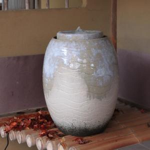 光の琴音 水琴窟 202LED 利休信楽 屋内用 室内用 いぶし銀 φ370×H300mm