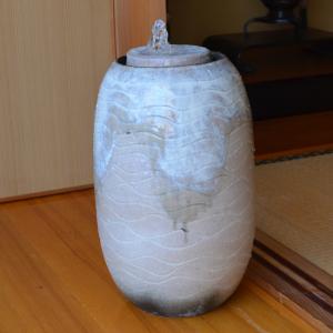 光の琴音 水琴窟 202LED 利休信楽 屋内用 室内用 いぶし銀 φ370×H300mm