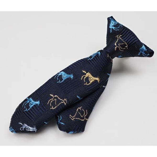 八王子織物工業組合 F-2 馬柄（紺）　p-Tieネクタイ型 ピータイ　動物シリーズ