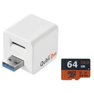 Maktar マクター  USB Type-A iPhone/Android両対応 microSDリーダー Qubii Duo MKPQD-W＋64GB microSDXCカードセット