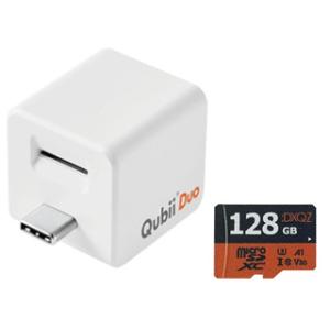 Maktar マクター  USB Type-C iPhone/Android両対応 microSDリーダー Qubii Duo  MKPQC-W＋128GB microSDXCカードセット
