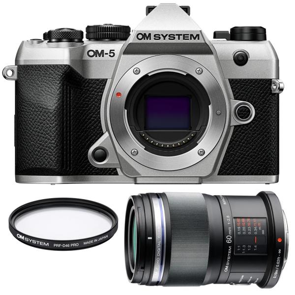 OM SYSTEM オーエムシステム OM-5 Mark II ボディー シルバー＋ED 60mm ...