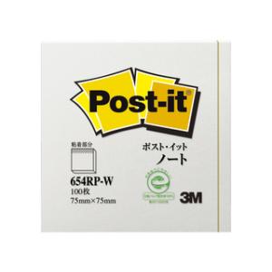 3M スリーエムジャパン Post-it ポストイット 再生紙 ノート ホワイト 654RP-W 縦75×横75mm 100枚 1パッド｜murauchi3