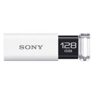 SONY ソニー  USB3.0対応 ノックスライド式USBメモリー ポケットビット 128GB ホワイト キャップレス USM128GU W｜murauchi3