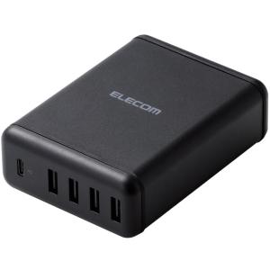 ELECOM エレコム  スマートフォン・タブレット用AC充電器/USB-A4ポート/Type-C1ポート(PD30W)/ブラック MPA-ACD02BK｜murauchi3