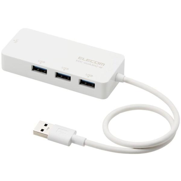 ELECOM 有線LANアダプタ/Giga対応/USB3.0/Type-A/USBハブ付/ホワイト ...