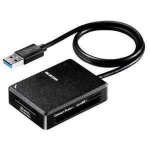 ELECOM エレコム  USB3.0対応メモリリーダライタ/超高速タイプ/ケーブル50cm/SD+microSD+MS+CF対応/ブラック MR3-C402BK｜murauchi3