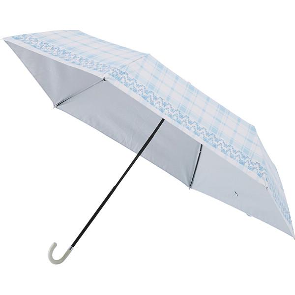 　 エスタ ビューティーシールド晴雨兼用折りたたみ日傘 チェックペールスカイ 30164-05-70...