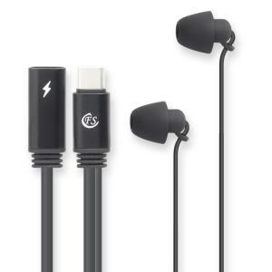 寝ながら＆充電しながら音楽が聴けるType-Cイヤホン FS-CSSLPJY-BK ブラックの商品画像