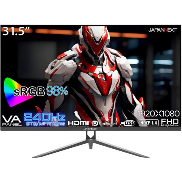 JAPANNEXT ジャパンネクスト フルHD対応31.5型ゲーミングモニター(VA/DP/HDMI...