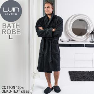 LuinLiving ルインリビング バスローブ Lサイズ 低撚糸コットン贅沢バスローブ ブラック ROBL-BLの商品画像