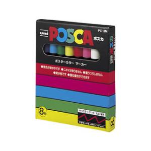 uni/三菱鉛筆  POSCA ポスカ 細字丸芯 8色セット PC3M8C｜murauchi3
