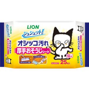 LION PET ライオン商事  シュシュット！ 厚手おそうじシート 猫用 25枚｜murauchi3