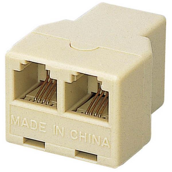 ELECOM エレコム AD-MJFBE モジュラ2分岐延長アダプタ（6極4芯） ベージュ