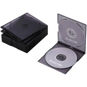 ELECOM エレコム Blu-ray/DVD/CDスリムプラケース/2枚収納/10パック/クリアブラック CCD-JSCSW10CBK｜murauchi3