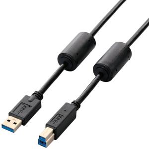 ELECOM エレコム  フェライトコア付き USB3.0ケーブル(A-B)/3.0m/ブラック USB3-BF30BK｜murauchi3