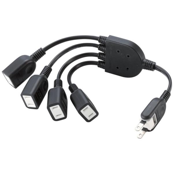 ELECOM エレコム ACアダプタ用電源延長コード/2P/4個口/ブラック T-ADR4BK