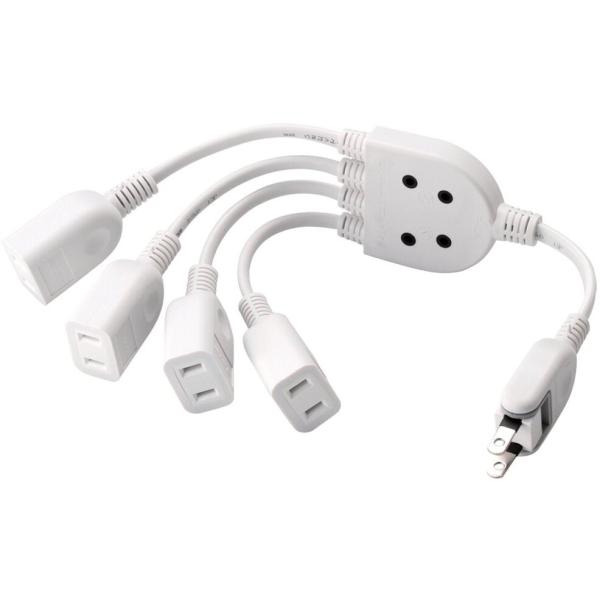 ELECOM エレコム ACアダプタ用電源延長コード/2P/4個口/ホワイト T-ADR4WH