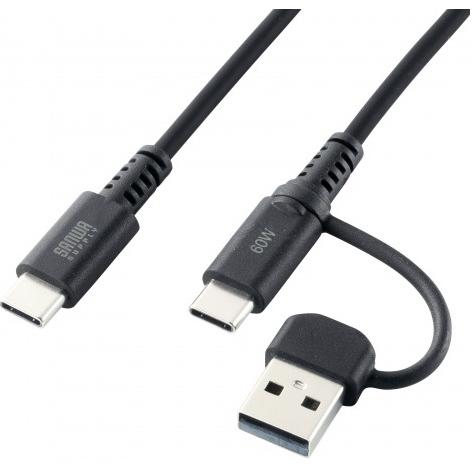 SANWA SUPPLY サンワサプライ USB2.0 Type-Cケーブル CtoA変換アダプタ付...