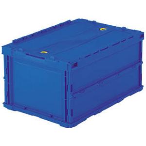 TRUSCO/トラスコ中山  薄型折りたたみコンテナ 40Lロックフタ付 ダークブルー TR-C40B DB