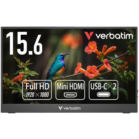 Verbatim フルHD対応 15.6型ポータブル・モニター/Mini HDMI、Type-C/ブ...