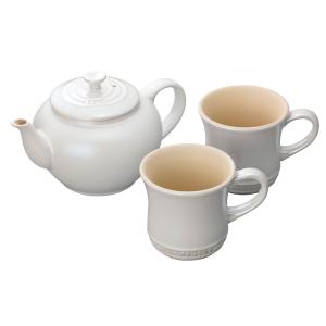 ル・クルーゼ Le Creuset ティーポット＆マグ SS 2個入セット ホワイト