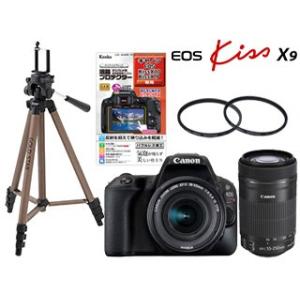 CANON/キヤノン  EOS Kiss X9（ブラック）・ダブルズームキット＋58S PRO1D プロテクター2枚＋液晶プロテクター＋三脚セット