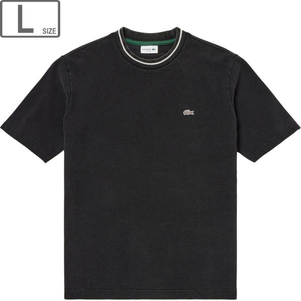 ラコステ LACOSTE 【メンズ】配色リブニット インディゴTシャツ 【ダークブラック】【5/Lサ...