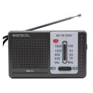 WINTECH 廣華物産  KMR-61　AM/FMポータブルラジオ　ガンメタル×グレー｜murauchi