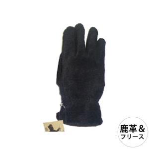 トモクニ  メンズ革手袋　フリース/鹿革　【ブラック】　｜murauchi