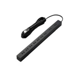 ELECOM エレコム 電源タップ 10個口 5m 雷ガード ほこり防止 壁や床に固定できる ACアダプター対応 黒(ブラック) ECT-0105BK