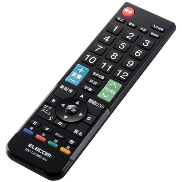 ELECOM エレコム ERC-TV01MBK-MU　12メーカー対応マルチテレビリモコン（Mサイズ...