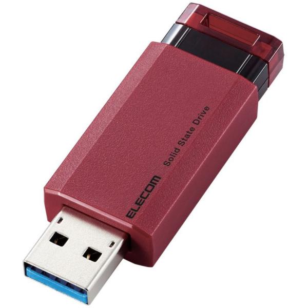 ELECOM エレコム 外付けSSD/ノック式/USB3.2(Gen2)対応/1TB/レッド ESD...