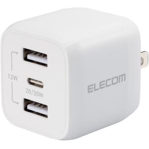 ELECOM エレコム AC充電器/USB充電器/USB PD対応/32W/USB-C1ポート/USB-A2ポート/スイングプラグ/ホワイト MPA-ACCP4032WH｜murauchi