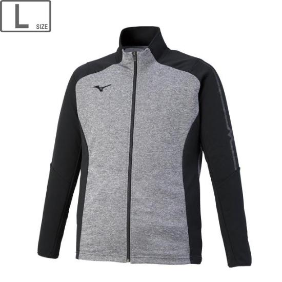ミズノ mizuno MC-LINE ウォームアップジャケット ユニセックス L (グレー杢×ブラッ...