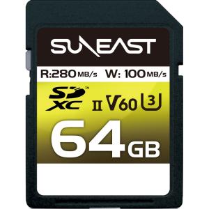 SUNEAST サンイースト SDXCカード SUNEAST ULTIMATE PRO SD UHS-II V60カード 64GB SE-SDU2064GC280｜murauchi