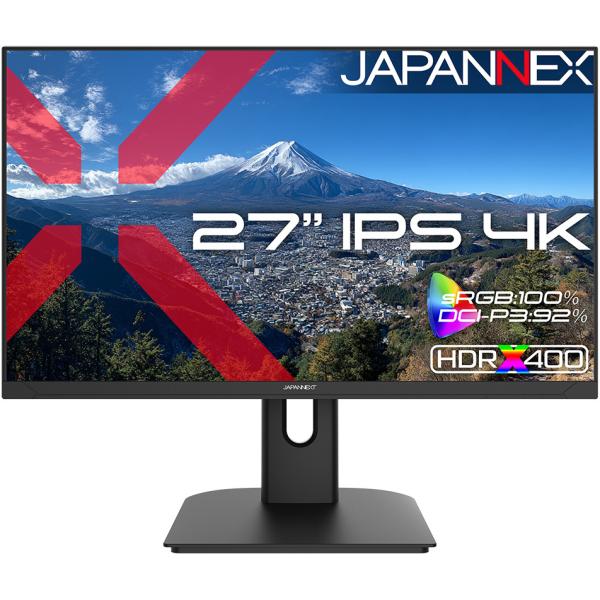 JAPANNEXT ジャパンネクスト 4K対応 27型液晶ディスプレイ/HDMI×2、DP×2/ブラ...