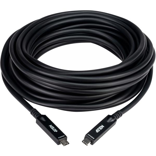 ATEN エーテン 10m 4k60p DP alt mode 対応 USB-C ファイバーケーブル...